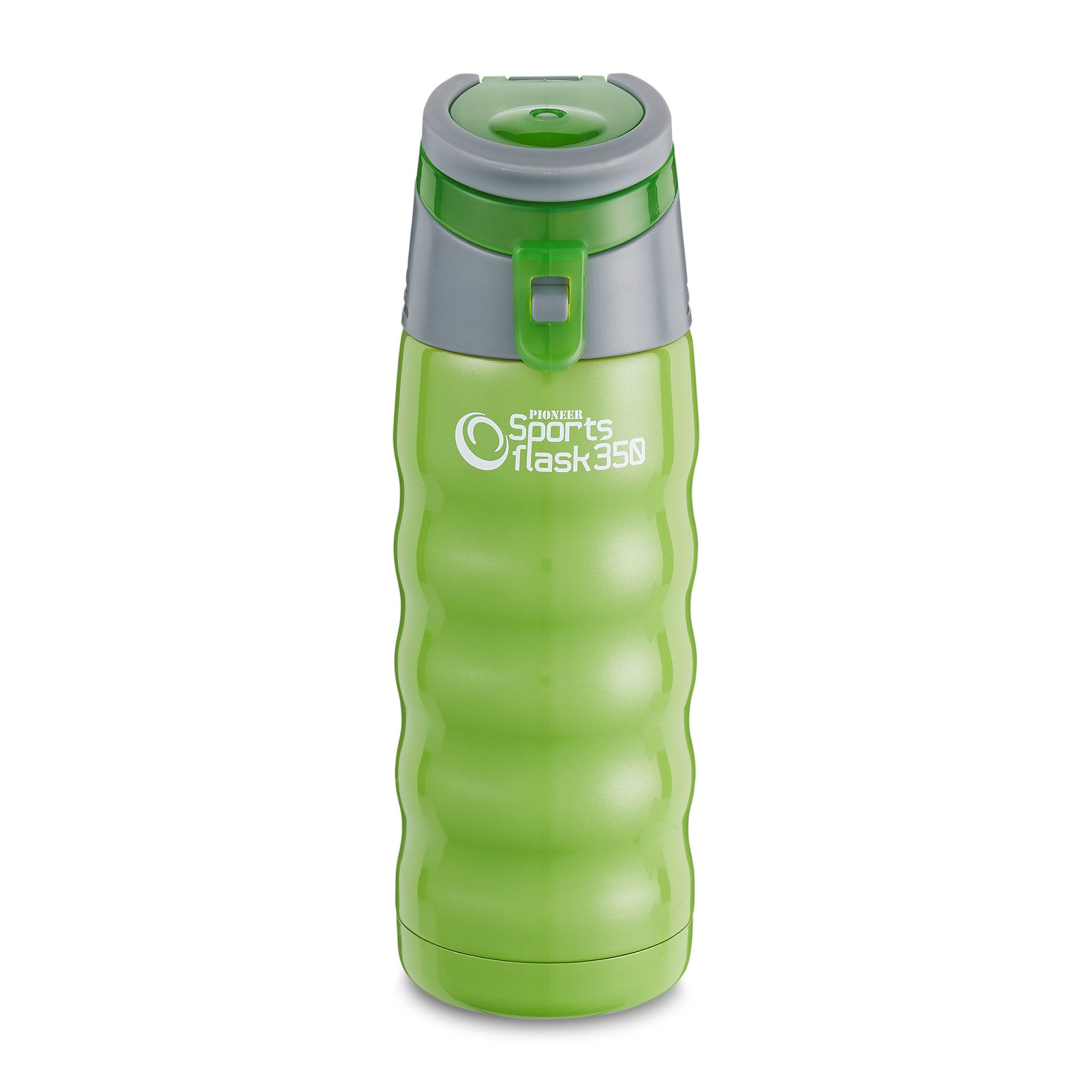 Pioneer Stainless Steel Sports Flask, Double Wall Vacuum Insulated Drinks Bottle, 350ml, Green