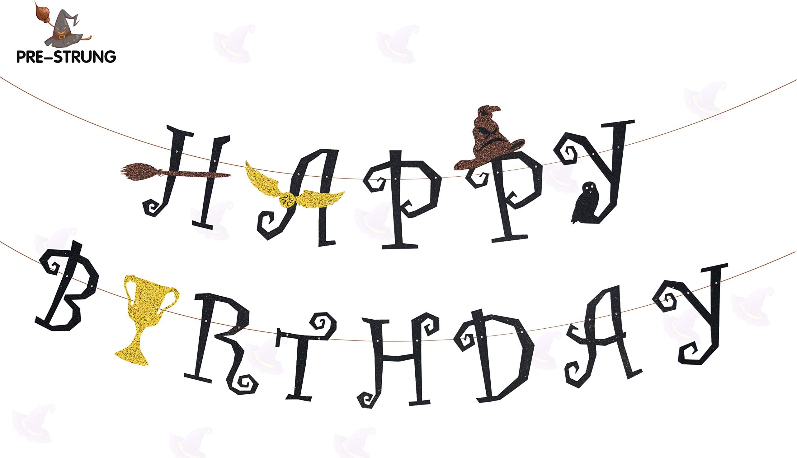 KAPOKKU Wizard Birthday Party Supplies Set - Happy Birthday Banner For Harry Potter Party Decorations Supplies
