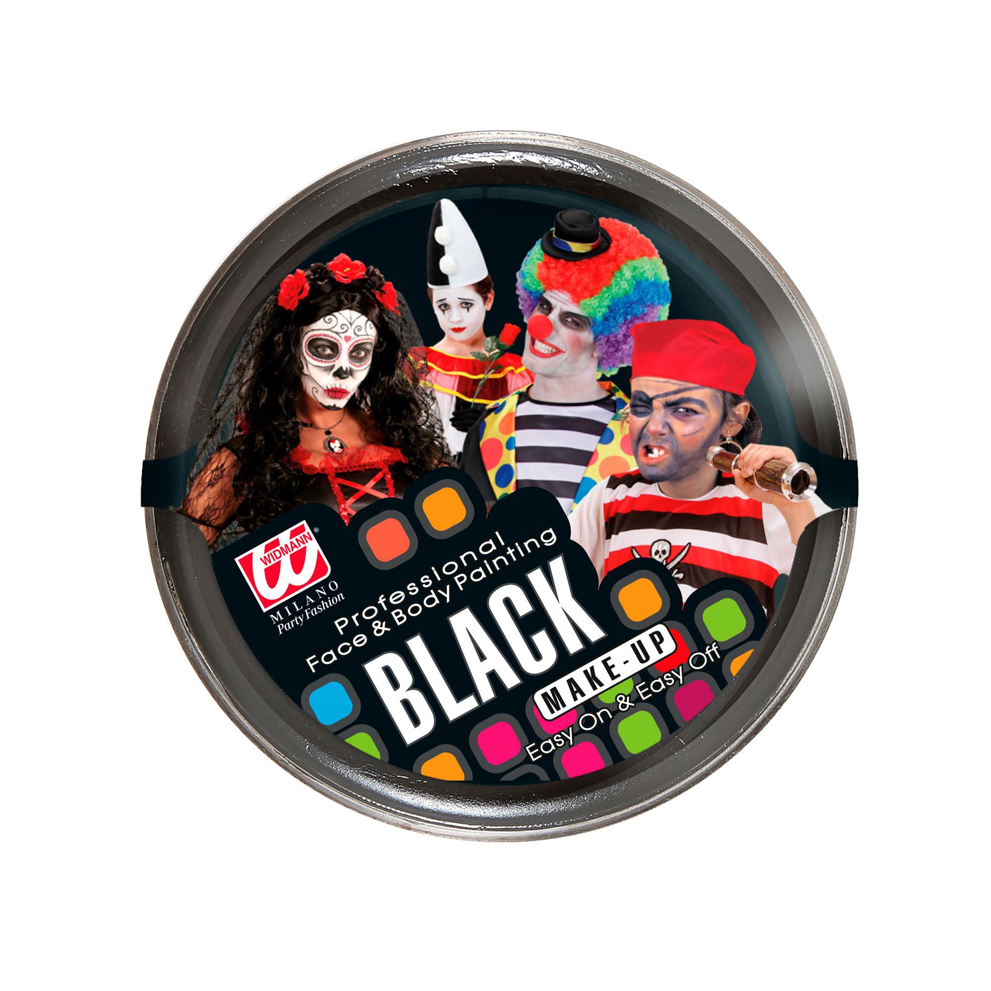 WIDMANN 02388 - Unisex Child Make-Up, In Tub, Carnival, Halloween, Theme Parties, 25 g, Black Colour