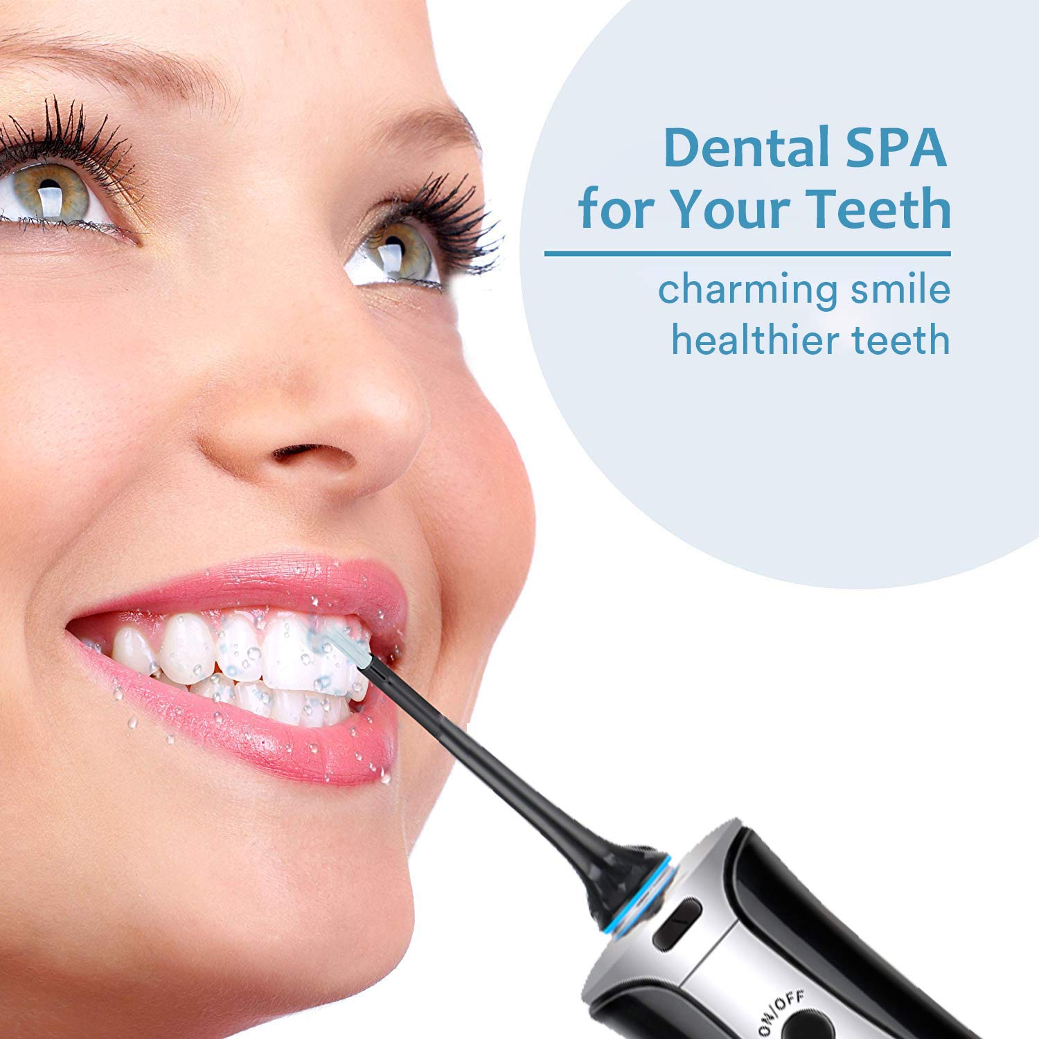 Cordless Water Flosser Pick Teeth Cleaner, BeMyLady 320ML Portable Water Flosser Pik Oral Irrigator for Travel, Home IPX7 Waterproof Water Dental Flosser with 4 Jet Tips for Braces and Teeth Whitening