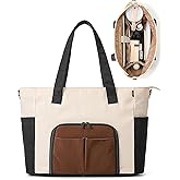 TOVICE Tote Bag with Stanley Cup holder & Laptop Compartment, Work Bag for Women With Zipper & 2 Cup Compartments Inside for Travel, Nurse, Camping, 27L, 15.6" Laptop