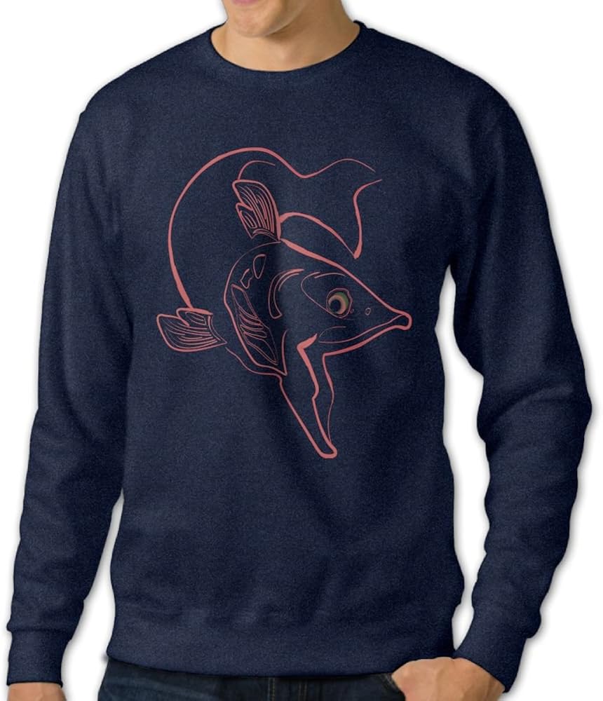 Giant Fish Red Lined Fish Pattern Men's Classic Long Sleeve Sweatshirts