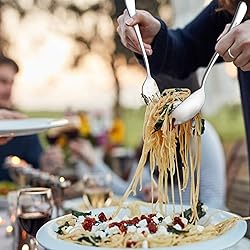 LIANYU 6-Piece Serving Spoons and Forks, 8 3/4 Inch