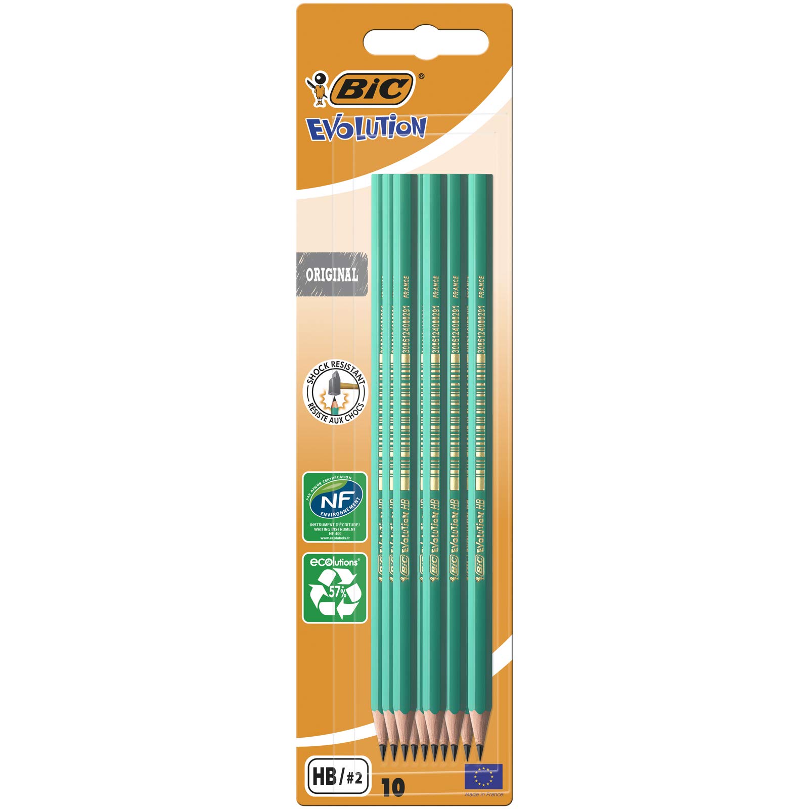 BIC Evolution Original Pencils - Pack of 10 - All-Purpose, Extra- Resistant Erasable Pencils for Easy Drawing and Writing, black