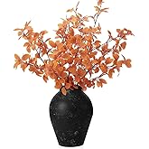 Janinka 5 Pcs Artificial Fall Eucalyptus Leaves Stem 33.5" Fall Stems for Vases Autumn Eucalyptus Leaves for Mantel Farmhouse Thanksgiving Halloween Table Centerpiece Bathroom Decor (Brown)