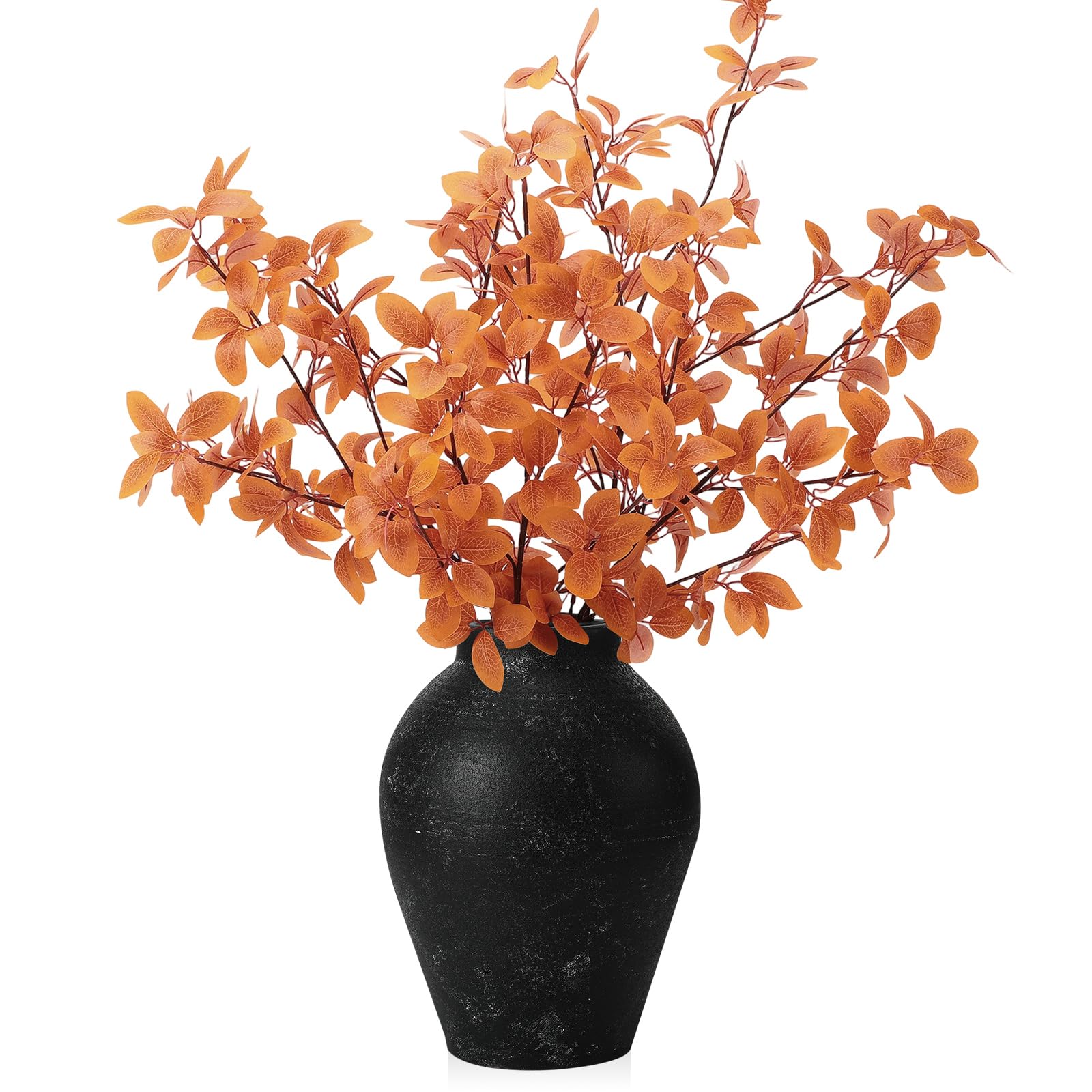 Photo 1 of Janinka 5 Pcs Artificial Fall Eucalyptus Leaves Stem 33.5" Fall Stems for Vases Autumn Eucalyptus Leaves for Mantel Farmhouse Thanksgiving Halloween Table Centerpiece Bathroom Decor (Brown)
