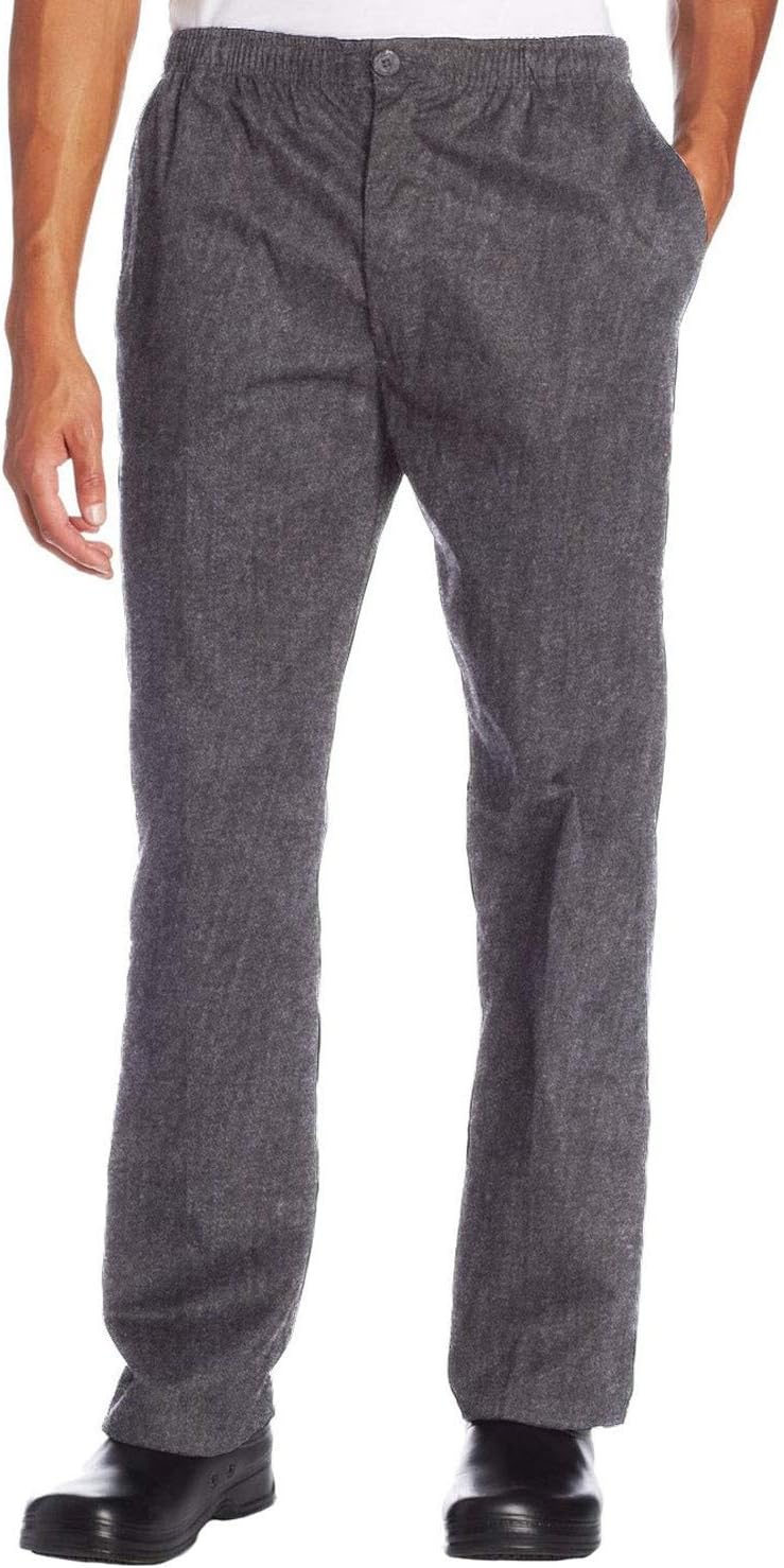 2-Pack Classic Trouser Chef Pant - Elastic Waist with Button and Zipper