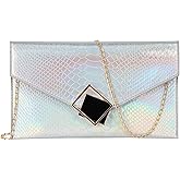 Goclothod Shoulder Bag Fashion Women Holographic Envelope Clutch Handbag Chain Crossbody Bag Tote Purse