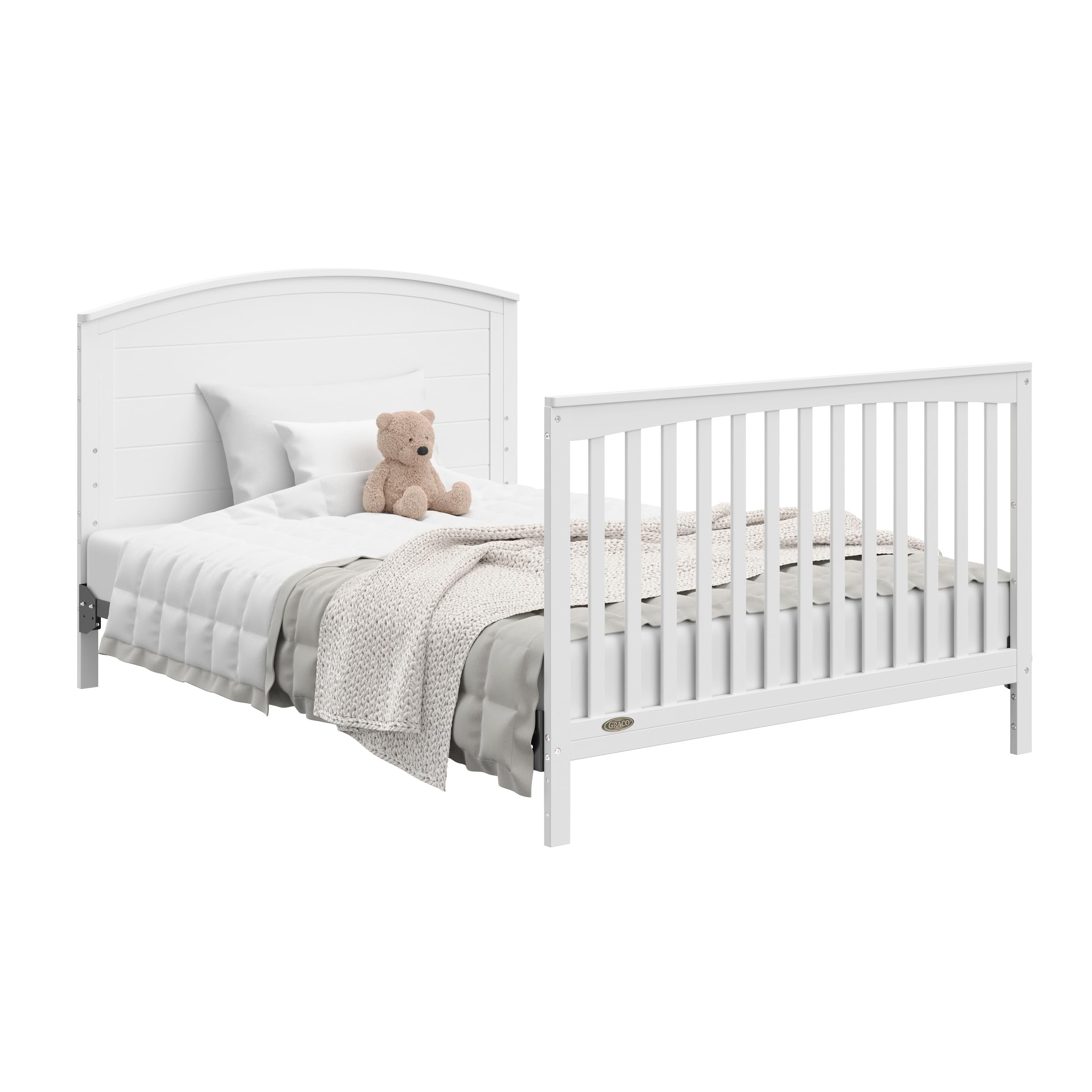Graco Bellwood 5-in-1 Convertible Crib & Changer with Drawer (White) - GREENGUARD Gold Certified, Full-Size Storage Drawer, Converts to Toddler Bed and Full-Size Bed