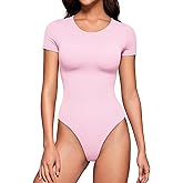 CRZ YOGA Butterluxe Womens Bodysuits Short Sleeve Crew Neck Body Suit Tops Sexy Thong Soft Stretchy