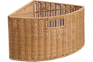 SiaBiced Corner Storage Basket with Narrow Space, Multifunctional, Triangular, Woven Organizer for Living Room, Magazines and