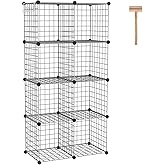 C&AHOME Wire Cube Storage, 8 - Cube Organizer Metal C Grids, Modular Shelves Units, Closet Organizer, Ideal for Home, Office, Living Room, 24.8" L x 12.4" W x 48.4" H, Silver Gray UWCS3008G