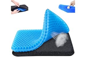 Gel Seat Cushion, Gel Seat Cushion for Long Sitting (Thick & Extra Large), Breathable Honeycomb Design Absorbs Pressure Point