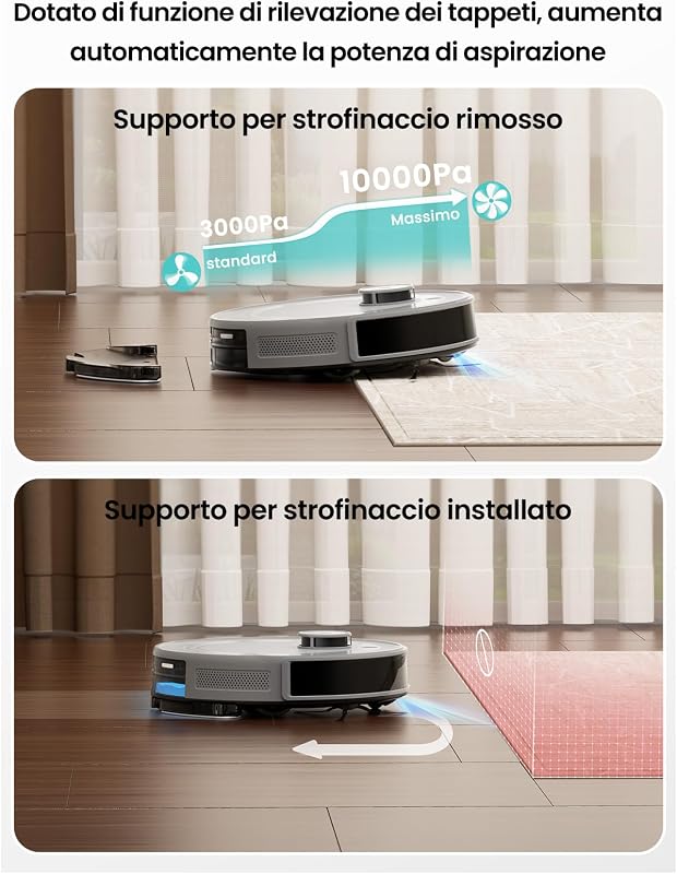 M2S Plus Robot Aspirapolvere Lavapavimenti con Mappatura, 10000Pa