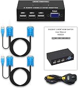 DGODRT 2 Port VGA KVM Switch 1 Monitor 3 USB Devices Keyboard Mouse Printer view 4