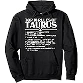 Horoscope Symbols Astrology Sign Top 10 Rules Of Taurus Pullover Hoodie