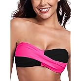 Ocean Blues Women's Strapless Bikini Top Bandeau Swimsuit Off Shoulders Bikini Top Wire-Free Bathing Suit Top