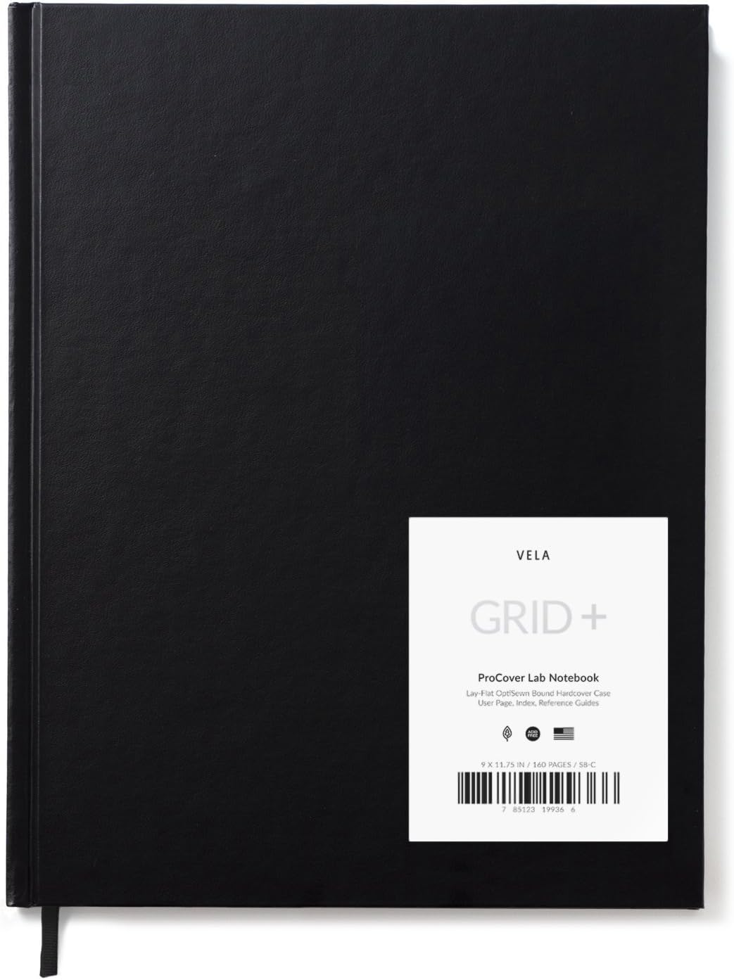 Vela Advanced ProCover Lab Notebook / Full Form - 9 x 11.75 105gsm, 160 Pages (Pro Grid) - Black