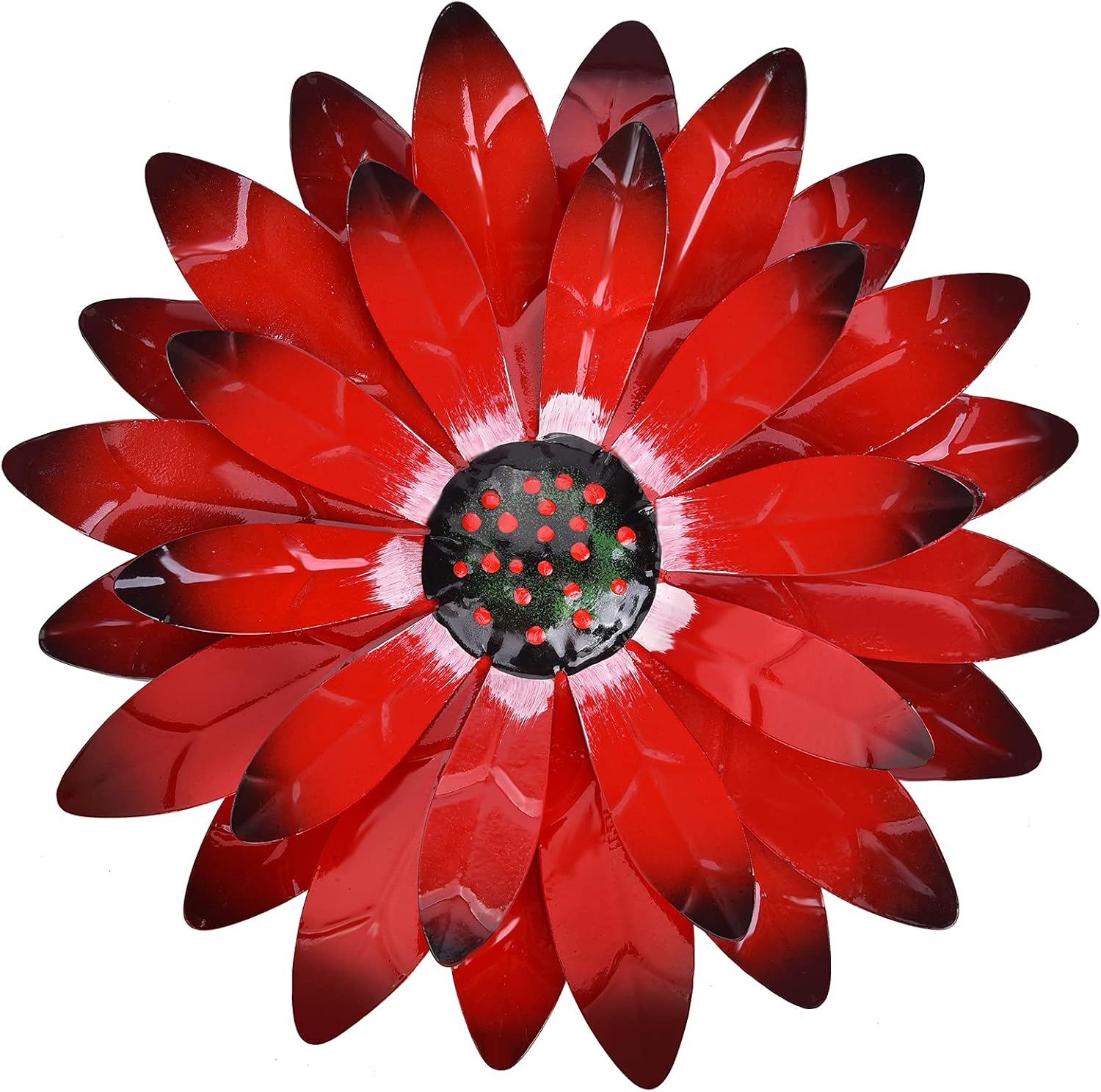 Plaques & Wall Art - qzmaikoo Red Daisy Metal Flowers Wall Decor Metal Wall Art Decorations Hanging for Indoor Outdoor Bathroom Patio Kitchen,12x12 inches