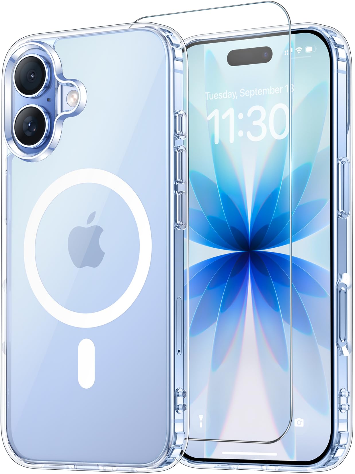 Photo 1 of Temdan for iPhone 17 Case Clear with Screen Protector, [Compatible with Magsafe][Anti-Yellowing][Military-Grade Protection] Shockproof Slim Magnetic Phone Case Cover, Transparent