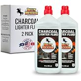 Billy Buckskin Charcoal Lighter Fluid, Clean Burning, 1 Quart, 2-Pack | Clean Burning, Low Odor &amp; Fast Lighting Lighter Fuel, Fire Starter Fluid for Outdoor BBQ, Grilling &amp; Camping