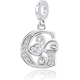 925 Sterling Silver Letter Charms for Pandora Bracelets Silver Letter A Alphabet Charm Initial Dangle Charms Beads Jewelry Gift for Women