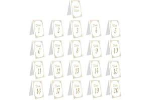 21pcs Gold Wedding Table Numbers, Delicate Double-Sided 1-20 Gold Foil Table Number Cards Numbers for Wedding Reception Parti