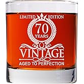 CARVELITA 70th Birthday Gifts For Him - Limited Editions 11oz Whiskey Glass - 70th Birthday Decorations For Men - 70th Bday Gifts Ideas For Grandpa, Papa, Friends - Turning 70 - Party Supplies