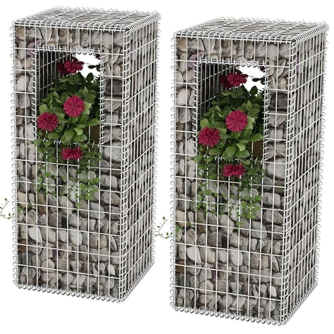 Festnight Gabionen Hochbeet aus Stahl 2 STK. Stahl 50x50x120 cm