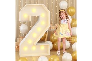 PAEYEQ Light Up Number 2 White Large Marquee 4ft Numbers with Lights Mosaic Frame Slots-in Letter 2 for 2nd Birthday Party Decorations Pre-Cut Cardboard Giant Cut-Out Thick Foam Board 2025 Sign Graduation