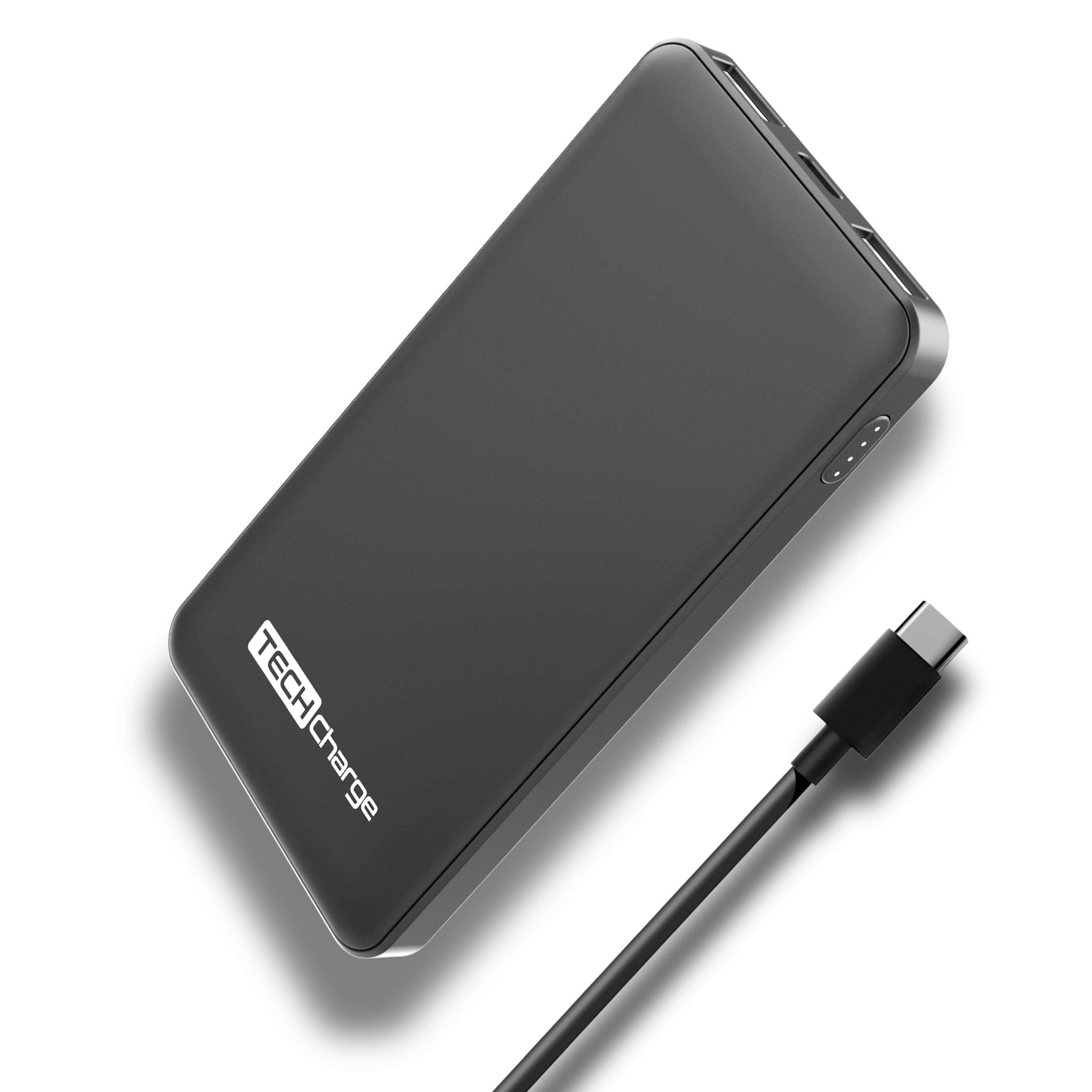 Tech Charge 5,000mAh Power Bank with FREE USB-C Cable, with Fast Charging Technology, Ultra Slim Design, Dual Port Output &USB-C Connectivity compatible with Samsung, Huawei, Android