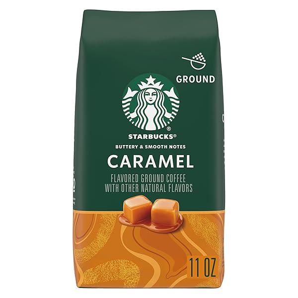 STARBUCKS GROUND COFFEE, CARAMEL FLAVORED COFFEE, NATURALLY FLAVORED, 100% ARABICA 1 BAG (11 OZ)
