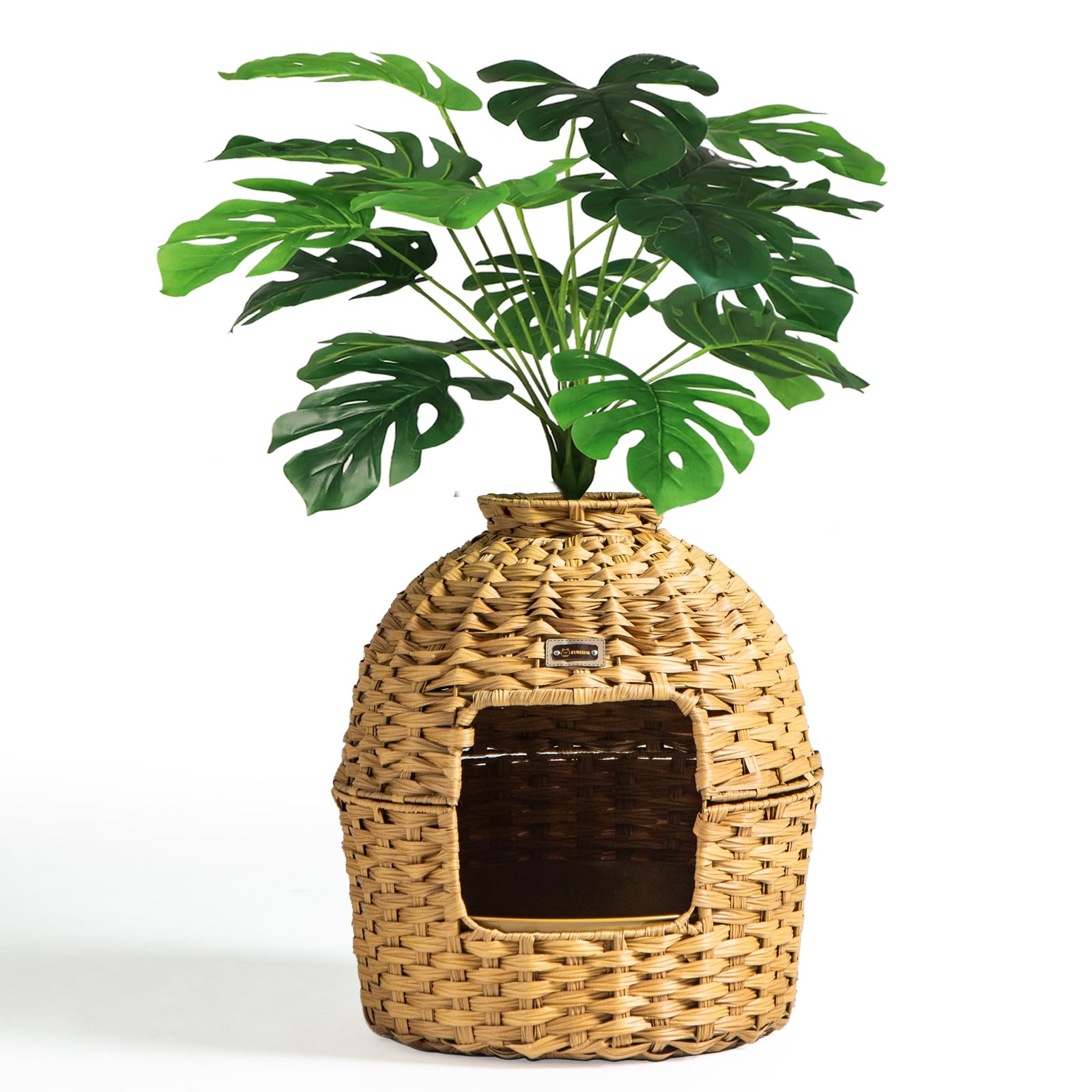 thumbnail image 2 of Cat Litter Box Enclosure Hall Table - Rattan Litter Box Hider With Mats 30.3"L X 18.2"W 2 of 2