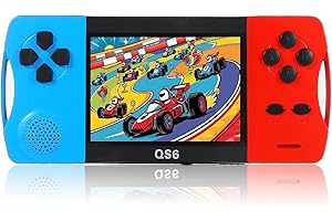 HAOPAPA 3.2" Large Screen Rechargeable Portable Handheld Games for Kids Ages 4-10, Preloaded 138 Classic Mini Games ,Arcade Electronic Toy Support TV Output Birthday Xmas Present for Boys Girls(Blue+Red)