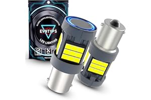 evntyps 1156 LED Bulb With Built in Resistor for Backup Reverse Light 800% Super Bright,6000K Xenon White 7506 BA15S P21W LED Bulb for Tail Lights Back Up Lights CANBUS Error Free (2pcs)