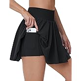 THE GYM PEOPLE Women's Flowy Tennis Skorts High Waisted Pleated Athletic Golf Skirts Built-in Shorts with Pockets