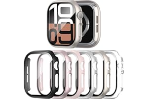 Landhoo 6 Pack Case for Apple Watch SE (2023 New) SE (2nd Gen)/6/SE/5/4 40mm with Tempered Glass Screen Protector, Hard PC Ultra-Thin Scratch Resistant Protective Cover for iWatch 40mm Accessories