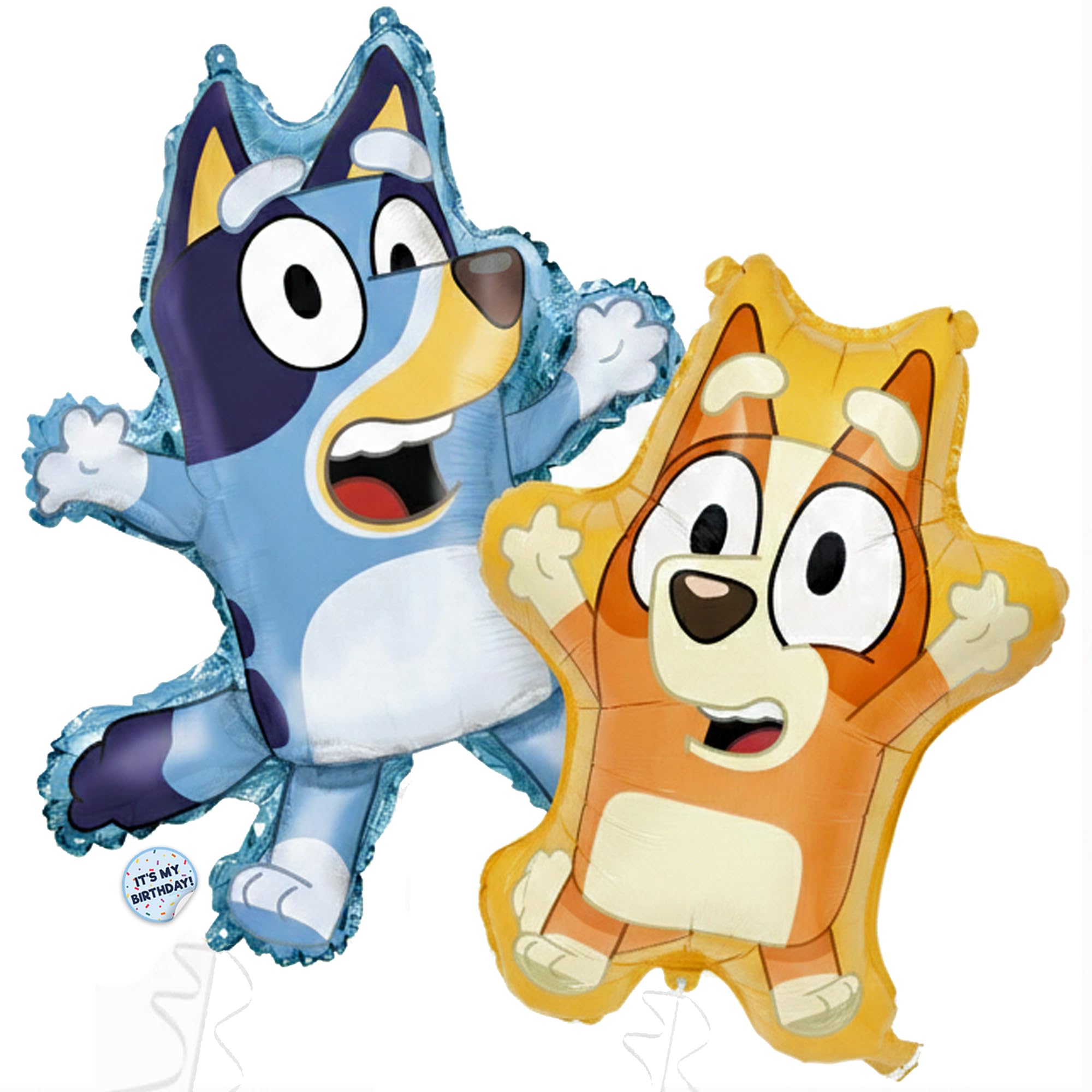 Bluey and Bingo Large Balloons | 28" Bluey and 25" Bingo | Sticker | Birthday Decorations and Party Supplies | Officially Licensed