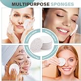 Lusofie 50 Pcs Compressed Facial Sponges 2.3in Wood Pulp Cotton Pink White view 5