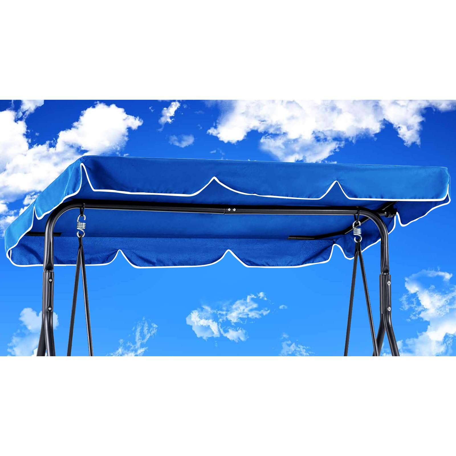 Replacement Canopy for Garden Swing 210 x 145 cm, Waterproof, Wind Protection, Replacement Cover for Swing Sunshade, Polyester Cloth (210 x 145 cm, Blue)