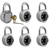DuoTyga Padlock, 6 Pack Combination &amp; Key, Black, Lock for Toolbox, School &amp; Gym Locker, Employee Case, Stainless Steel