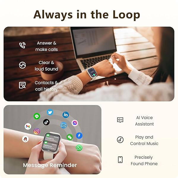 SMART WATCH FOR MEN WOMEN, BLUETOOTH CALL, 120+SPORTS MODES FITNESS TRACKER, SLEEP TRACKING, STEP & CALORIE COUNTER, IP68 WATER RESISTANT SMARTWATCHS FOR ANDROID IPHONE, LIGHTWEIGHT CASUAL BEIGE