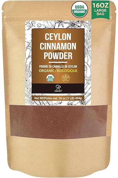 SOEOS ORGANIC CEYLON CINNAMON POWDER, 16OZ (454G), PREMIUM...