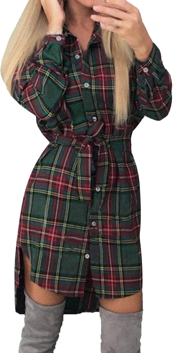 long sleeve check dress
