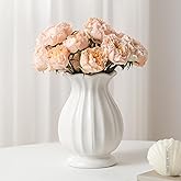 SEUYUCL White Ceramic Vase, 7.8 Inch Flower Vase Home Decor Modern Decorative Vases for Bouquet, Unique Vases for Farmhouse Living Room Cabinet Table Centerpieces Wedding Decorations