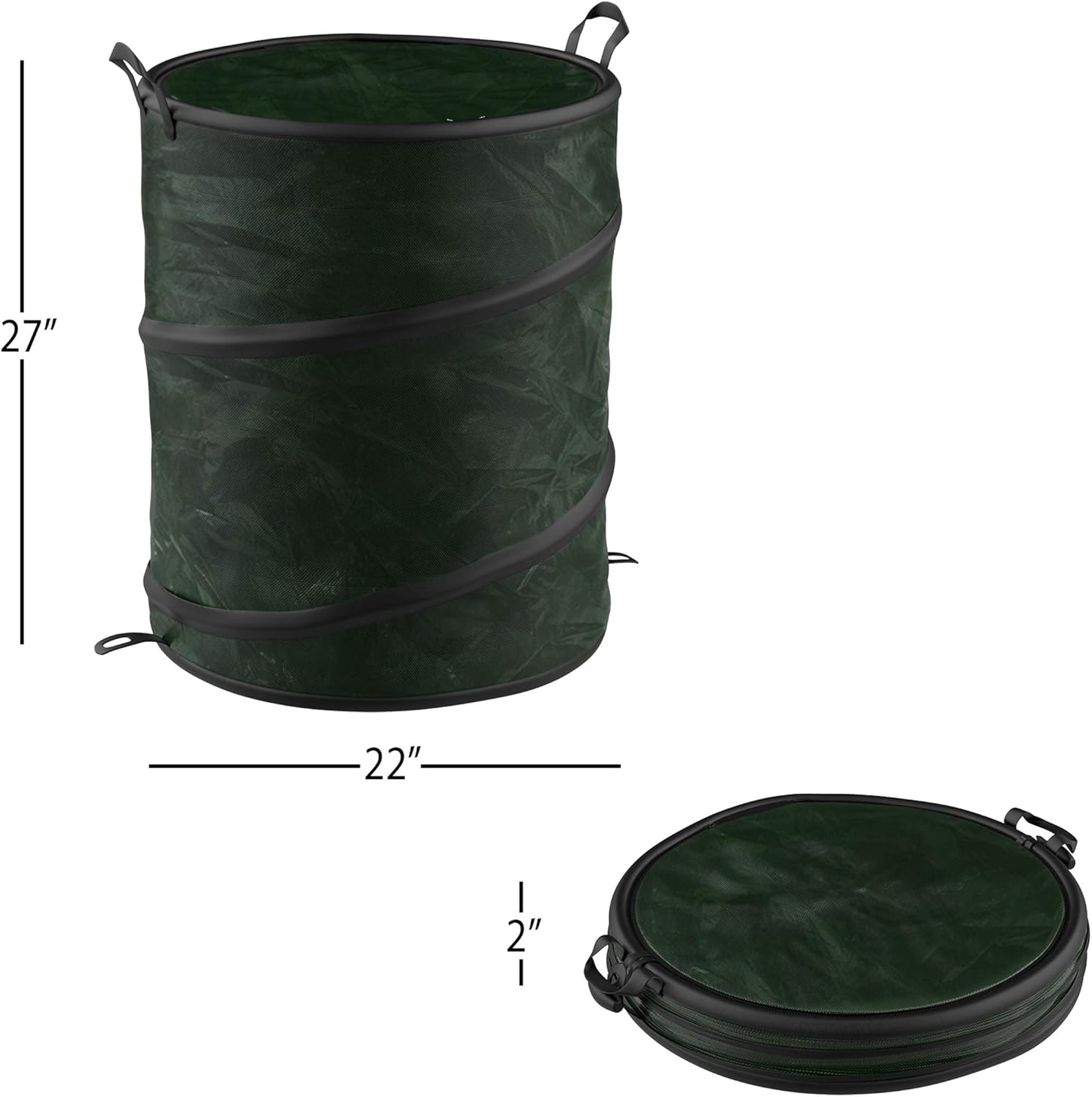 Wakeman Collapsible Trash Pop Up 44 Gallon Outdoor Portable Garbage Can with Zippered Lid – Ideal for Camping Recycling RVs: Home & Kitchen