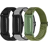 VNDAPT 3 Elastic Nylon Bands Compatible with Google Fitbit Air Band, Adjustable Breathable Sport Loop Straps Replacement Wristband for Google Fitbit Air Women Men