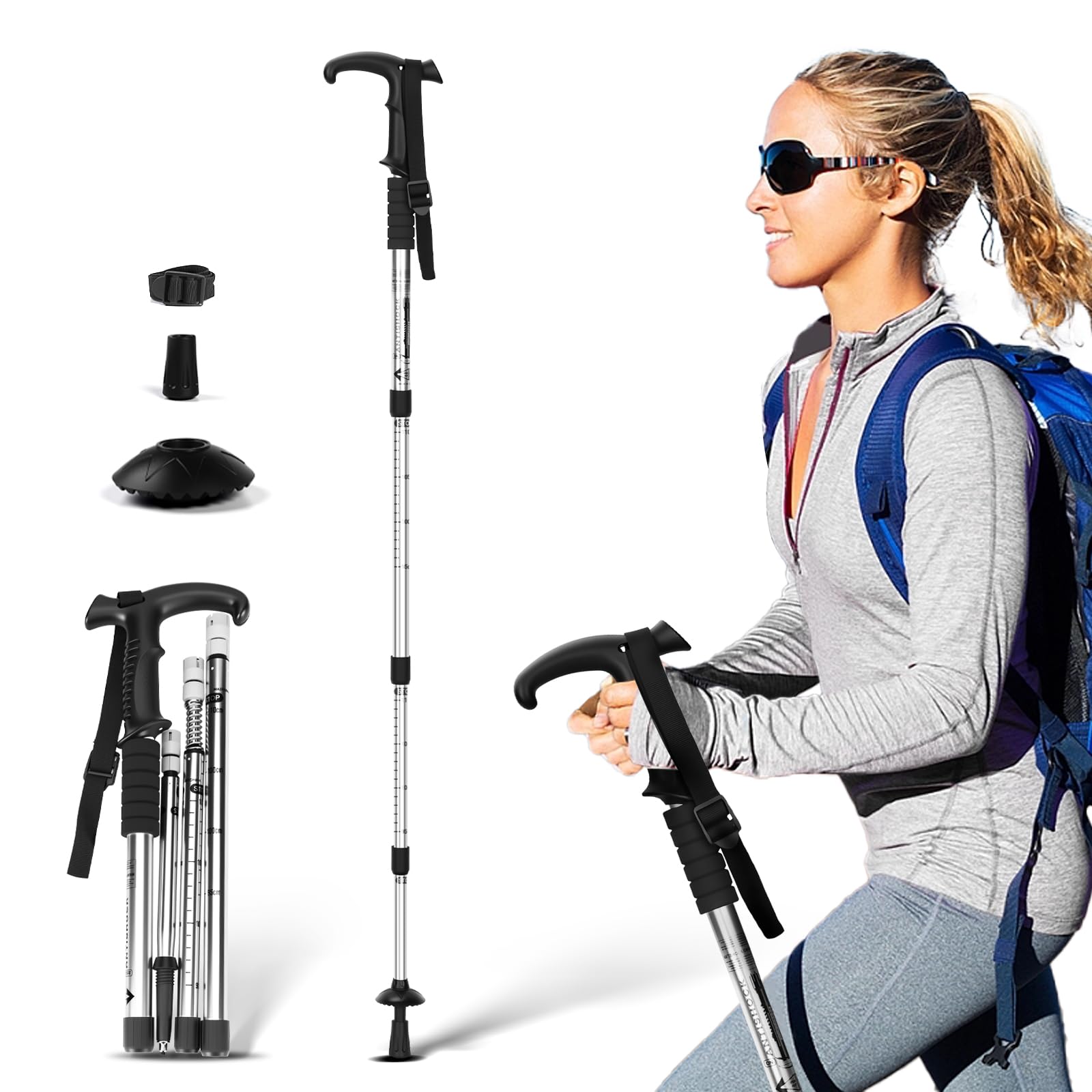 Photo 1 of **UNTESTED**
Walking Stick for Hiking, Adjustable Hiking Poles for Men, Women and Kids, Walking Canes for Seniors Balance, Aluminum Trekking Poles Use for Travel, Skiing, Mountaineering (Silver)