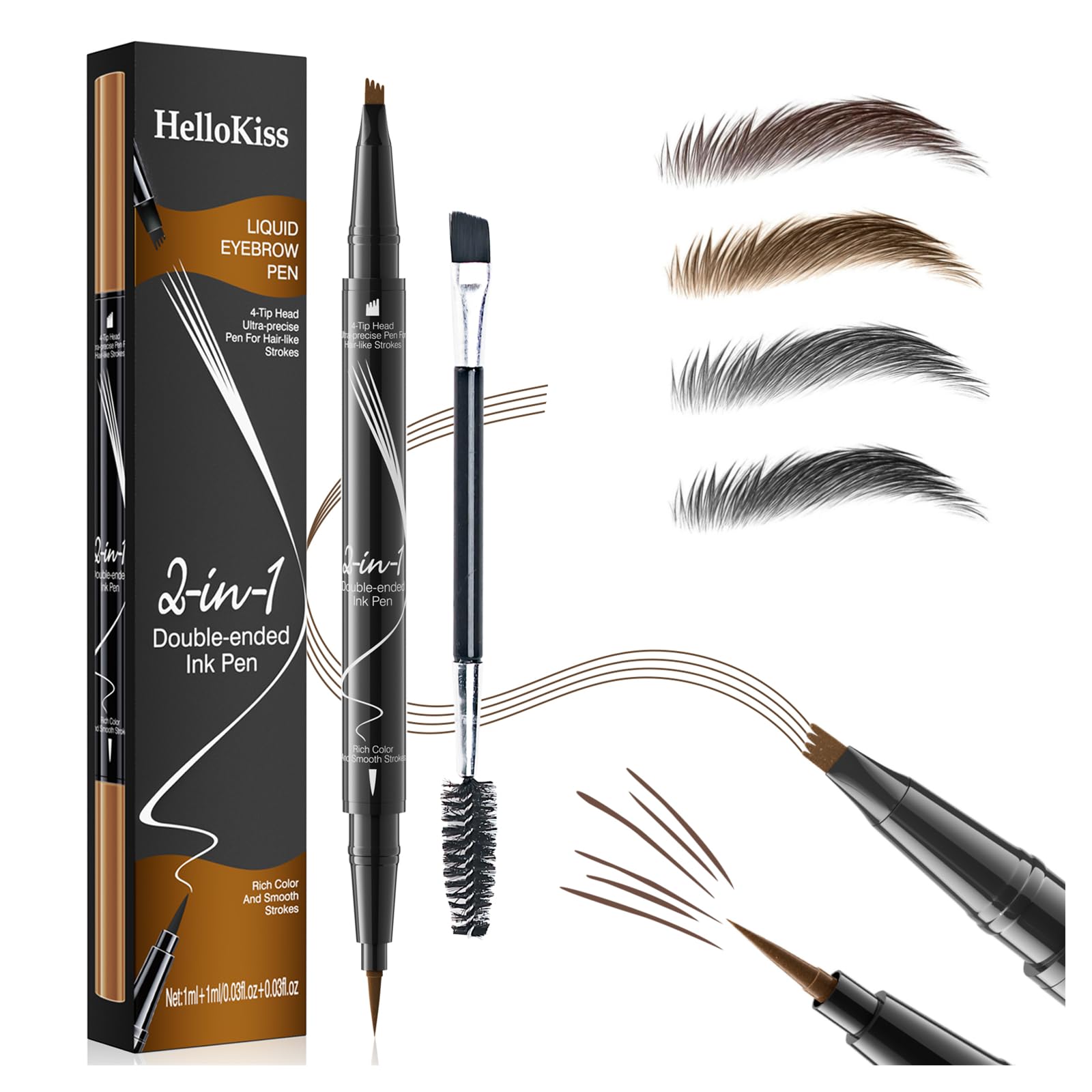 Magic Eyebrow Pencil - Dual Ended with Brow Brush, Waterproof & Smudgeproof, Creates Natural Defined Eyebrows (Light Brown)