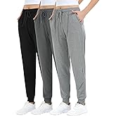 ZENEX 3 Pack Women Joggers, Women's Sweatpants with Pockets for Running, Yoga, Workout & Lounge